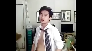 Cute Chinese Twink Strips Down with the addition of Cums