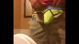 Hot guy peeing big cock bathroom urinal overhear
