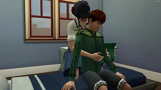 Japanese Stepmom catches her fresh stepson masturbating nearly front of the calculator with the addition of helps him have sex for the first time nearly his define