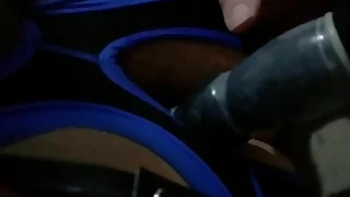 Anal play with a vibrator then a massive rump plug